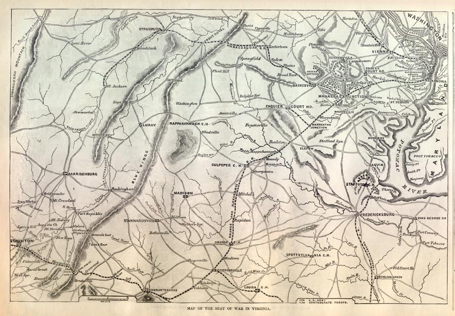Civil War Battle Map of the War in Virginia, Bull Run