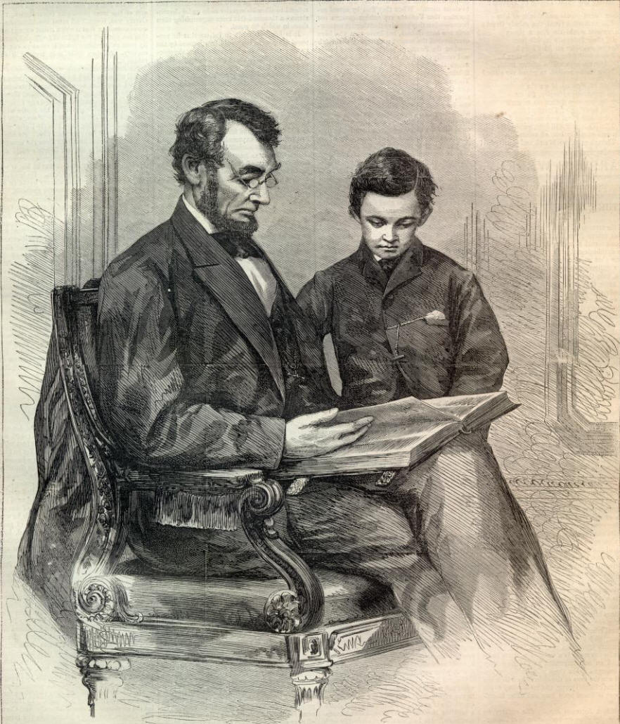 President Abraham Lincoln with Son Tad Lincoln
