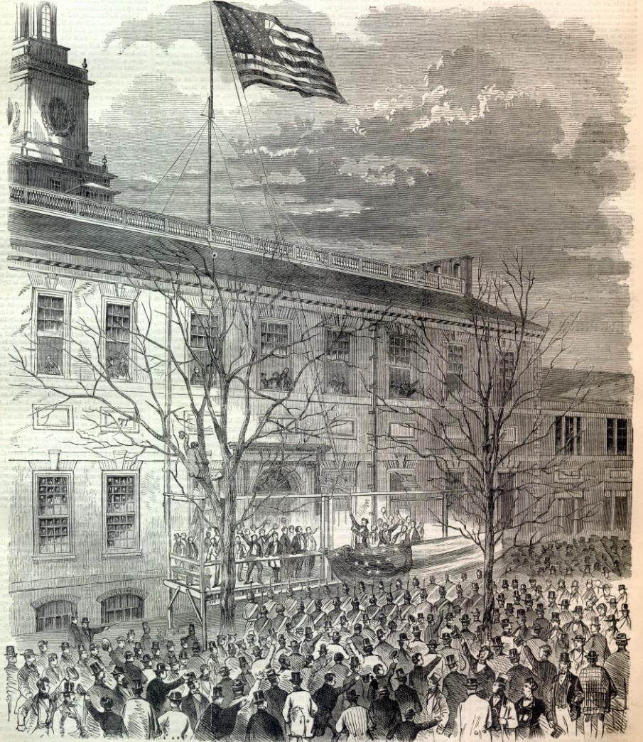 President Abraham Lincoln Raises US Union Flag