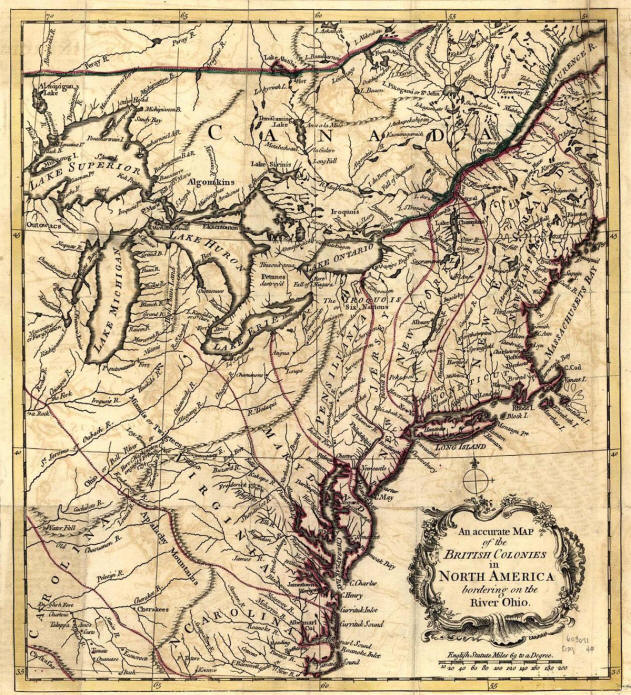 Map of the 13 American Colonies