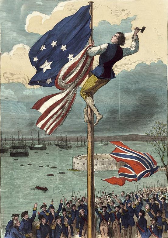 Raising American Flag