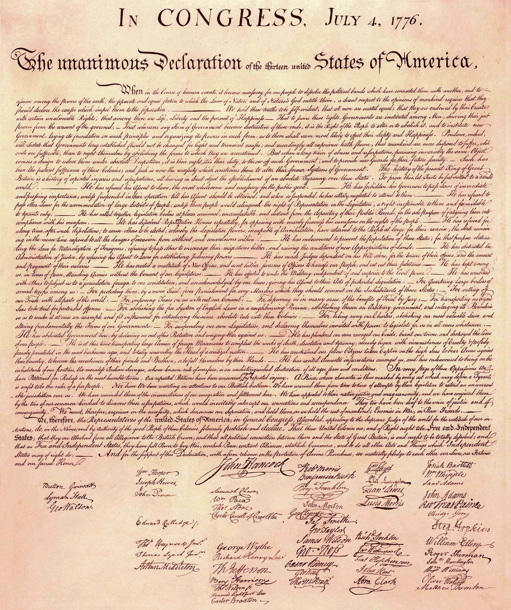 Picture of the declaration of Independence